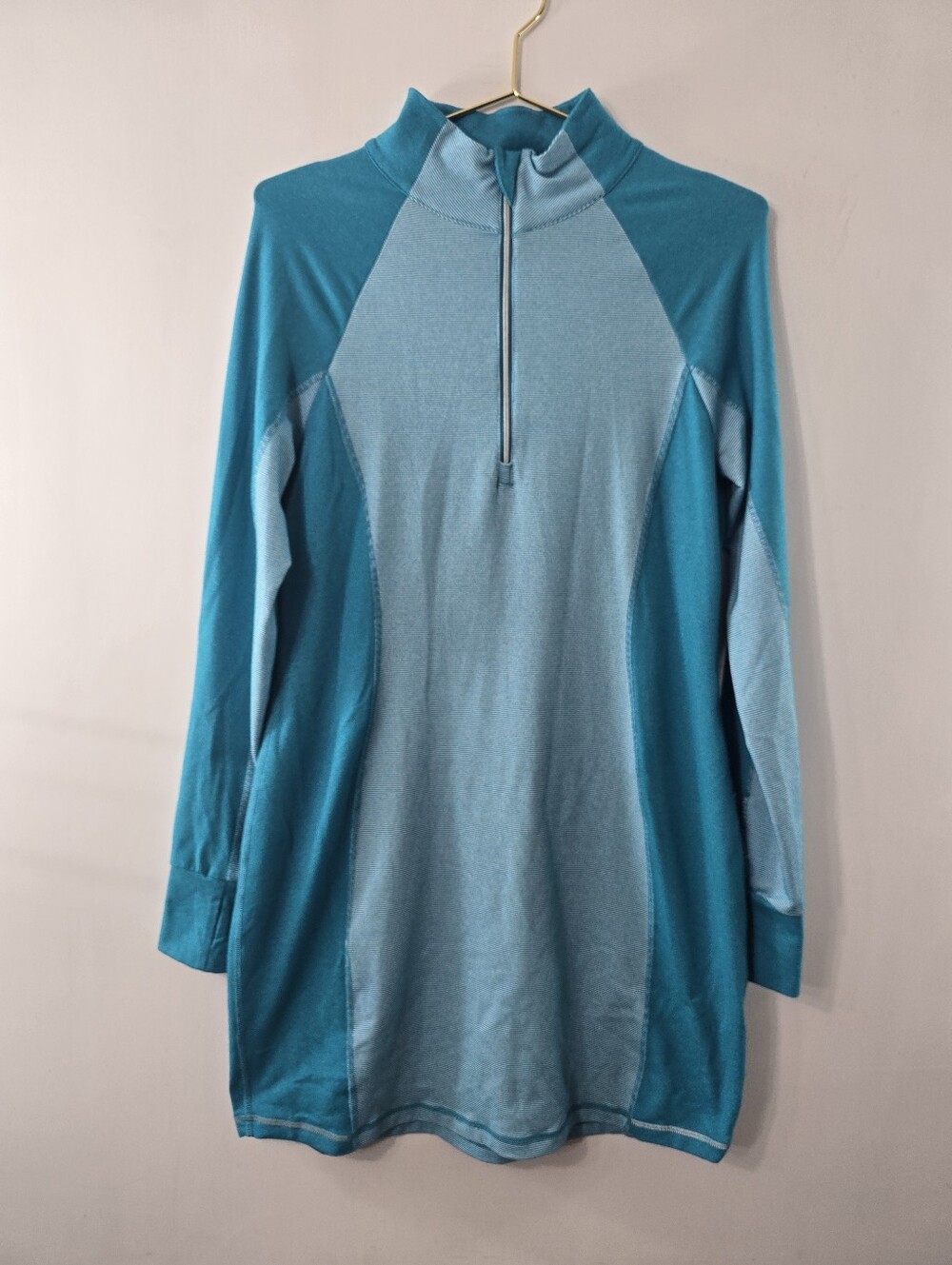 Title Nine Quarter Zip Long Sleeve Striped Athletic Activewear Dress Tunic Sz M